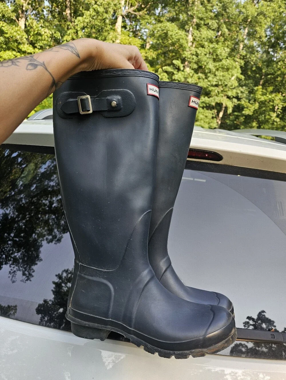 Hunter Navy Blue Tall Original Midnight Rain Boots Womens size 9